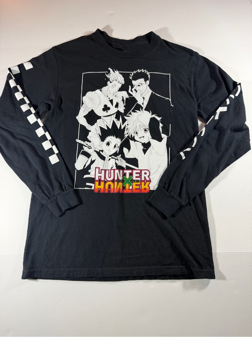 Hunter Black Long-Sleeve Graphic Tee with White Art & Multicolor Logo